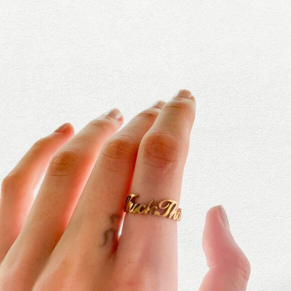 Gold "F*ck This F*ck That" Ring - Picture 4 of 8